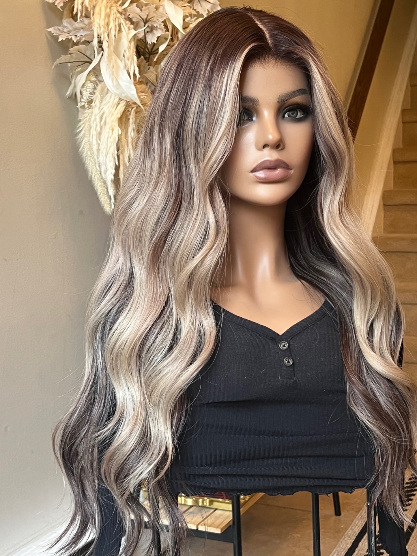 Luxe Chocolate Brown + Cool Beige Balayage Highlights