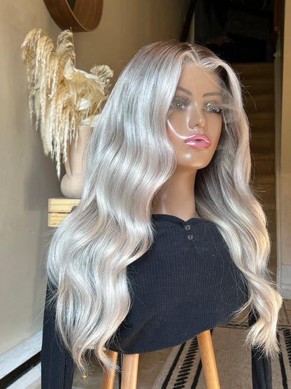 Icy Platinum Blonde HD 100% human hair luxury wig