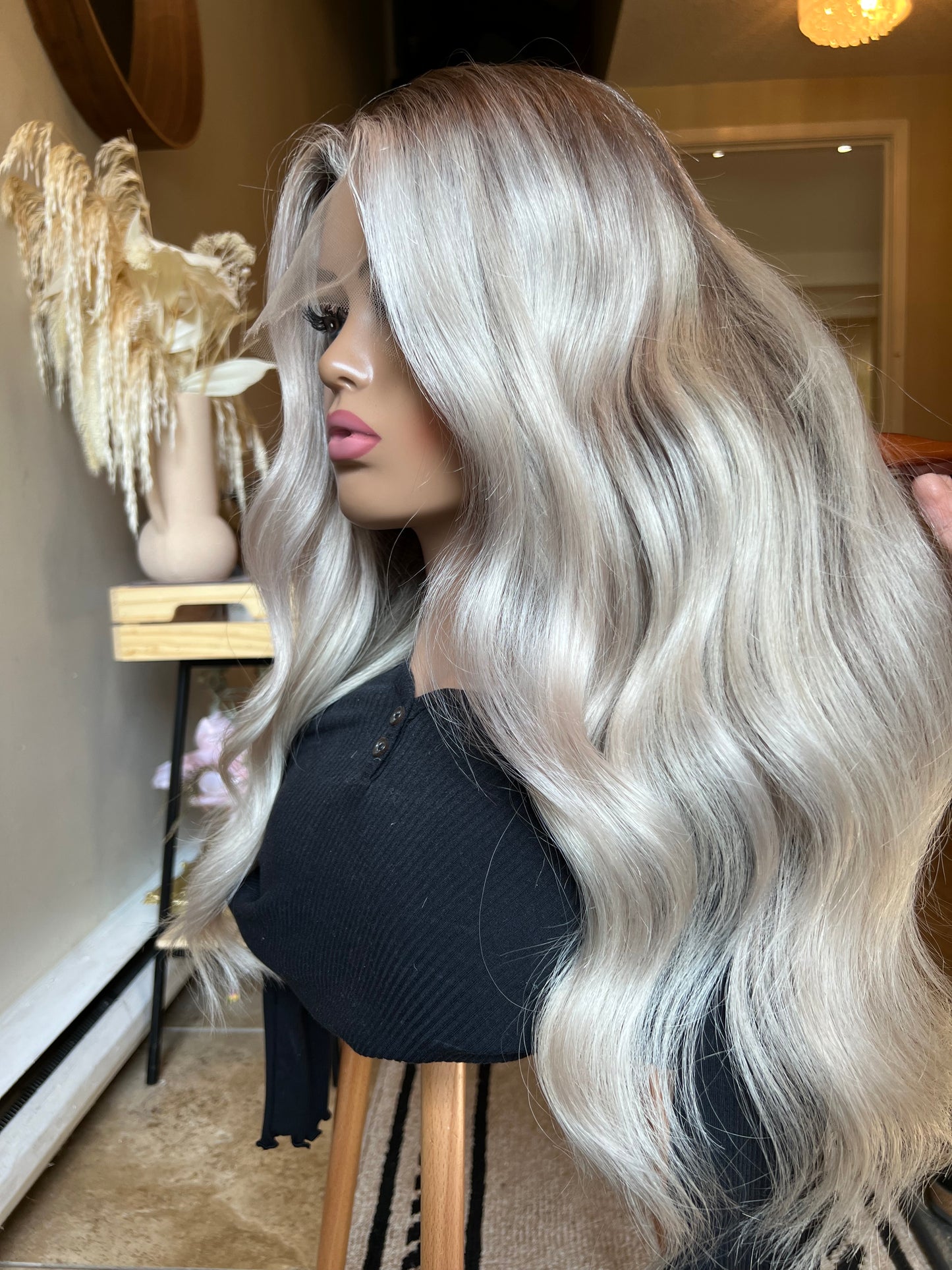 Icy Platinum Blonde HD 100% human hair luxury wig