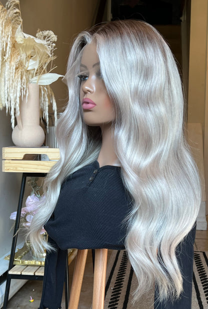 Icy Platinum Blonde HD 100% human hair luxury wig