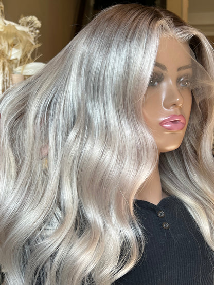 Icy Platinum Blonde HD 100% human hair luxury wig