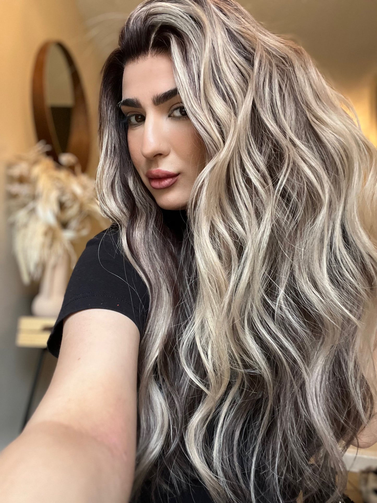 Luxe Chocolate Brown + Cool Beige Balayage Highlights