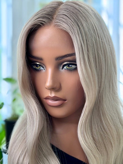 READY TO SHIP / Ash Blonde rooted 22” Small Cap