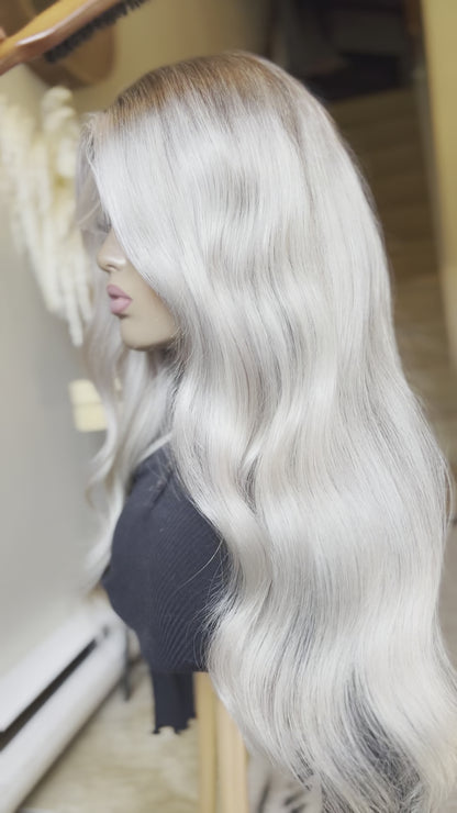 Icy Platinum Blonde HD 100% human hair luxury wig